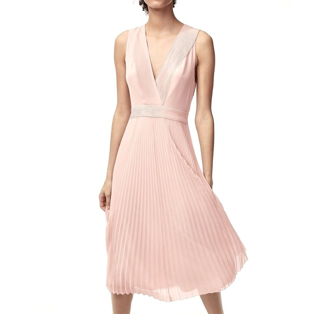 Wilfred Pink Pleated Midi Dress